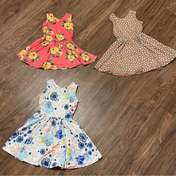 Dot Dot Smile 3 Sleeveless Twirl Floral Pattern Dresses Orange White Blue sz 2T - Picture 11 of 12